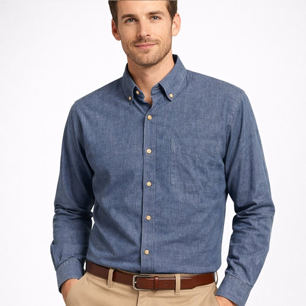 Stafford Men’s Navy Corduroy Button-Down Shirt - Size XL - NWT $68